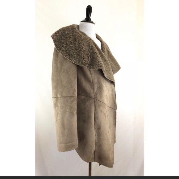 Fever Faux Shearling Coat Shawl Collar - Picture 4 of 6